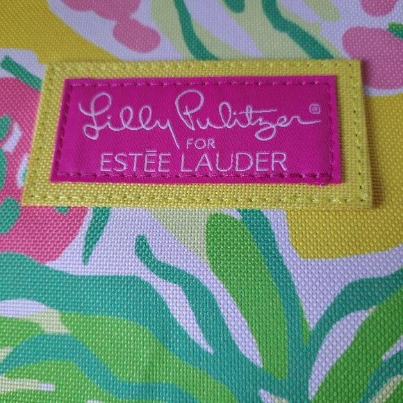 Lilly Pulitzer Estee Lauder Tropical Print Tote Bag Banana Floral Pink Green - Picture 2 of 9